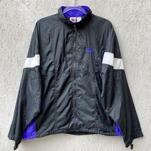 90s vtg Nike Colorblock Nylon Jacket • Black / Purple • XL